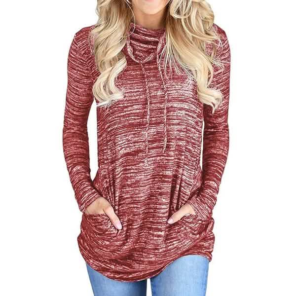 Women's Long Sleeve High Collar Tops Casual Tie Dye Sweatshirt